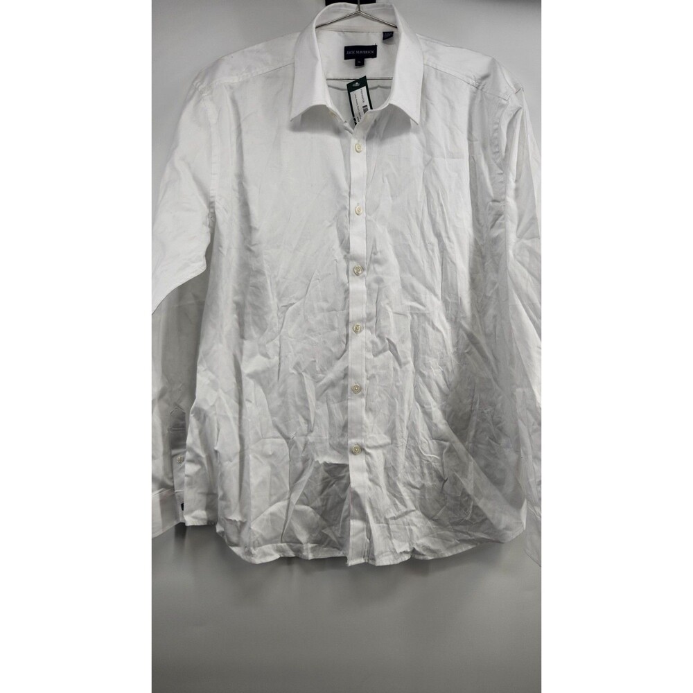 Jack Maverick Men's XL White Manhattan Poplin Long Sleeve Shirt‎ NWT